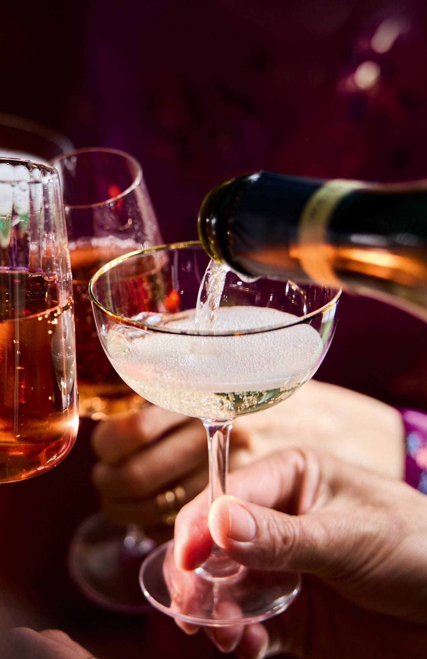 A complimentary glass of fizz